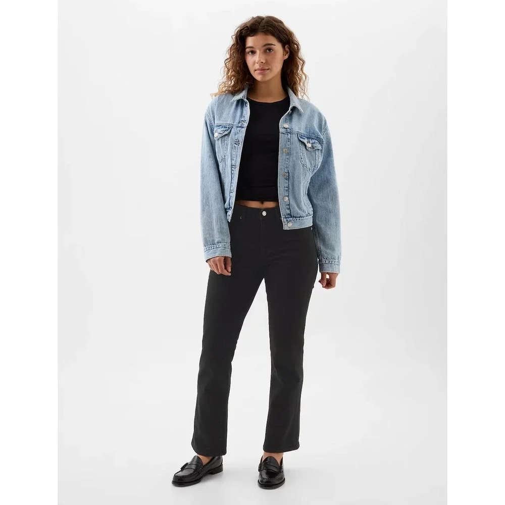 New Gap Jeans 16 Mid Rise Kick Fit Flare Ankle Cropped Black Y2k NWT‎ Stretch